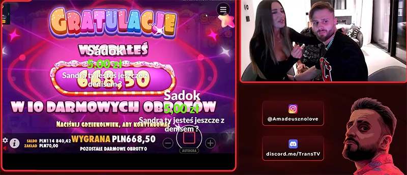 Streamer tvtrans podczas transmisji